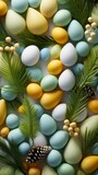 Assorted Eggs and Pine Cones on Table