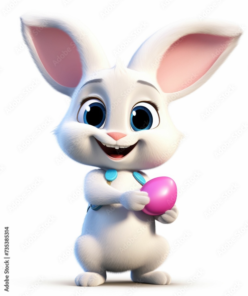 Cartoon Bunny Holding a Pink Ball Cartoon Bunny Holding a Pink Ball