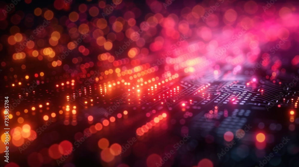 a close up of a computer keyboard with a lot of blurry lights on the top and bottom of it. a close up of a computer keyboard with a lot of blurry lights on the top and bottom of it.