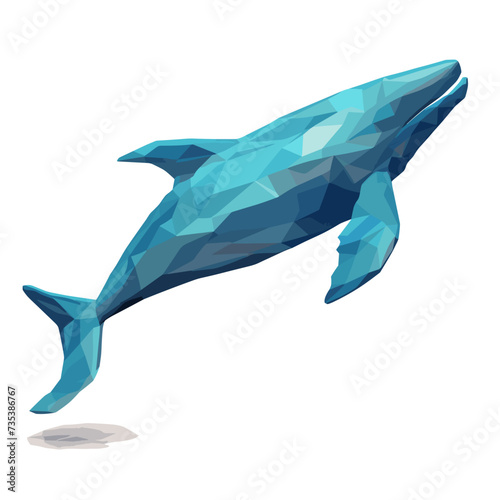 Low poly triangular whale isolated on a white background