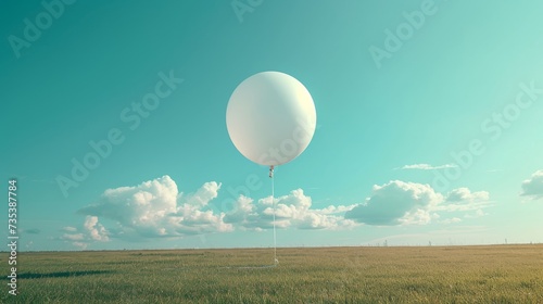 Ascending Weather Balloon in Blue Sky