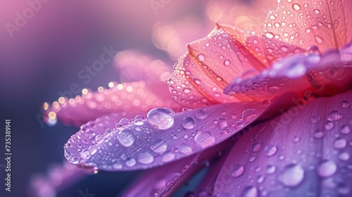 Delicate dewdrops clinging to the edge of a petal, capturing the essence of morning tranquility