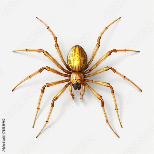 poisonous brown spider on a white background. Generative AI photo