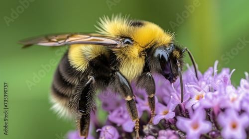 The fuzzy surface of a bumblebee's coat, a testament to its gentle yet industrious nature. © yganko