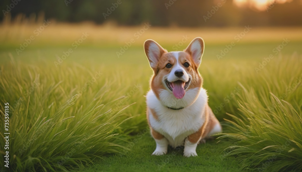 corgi dog, dog at dawn, purebred dog in nature, happy dog, beautiful dog corgi dog, dog at dawn, purebred dog in nature, happy dog, beautiful dog