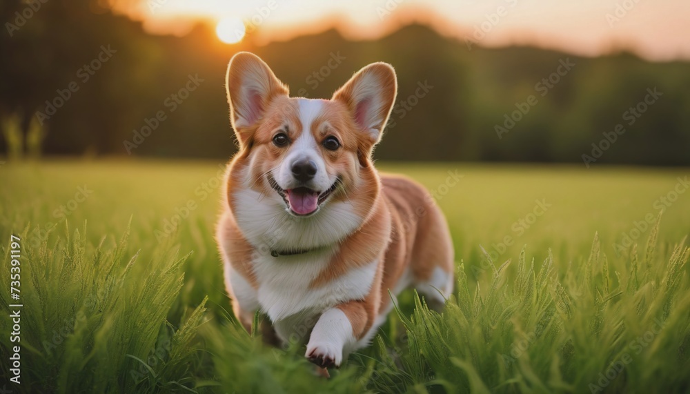 corgi dog, dog at dawn, purebred dog in nature, happy dog, beautiful dog corgi dog, dog at dawn, purebred dog in nature, happy dog, beautiful dog