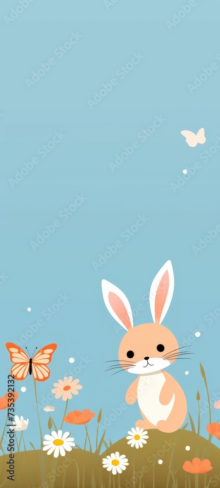 Rabbit Sitting on Top of a Grass Covered Field Rabbit Sitting on Top of a Grass Covered Field