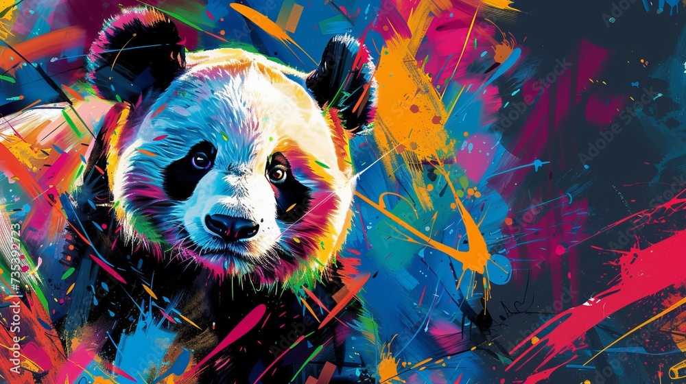 Vector colorful illustration panda in pop art style. graffiti street ...