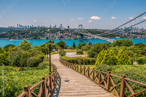 Bosphorus view from Otagtepe in Istanbul, Turkey.