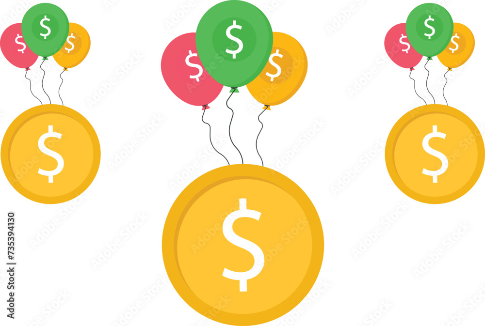 Euro coin float in the sky by a balloon of inflation concept,
Euro coin float in the sky by a balloon of inflation concept,