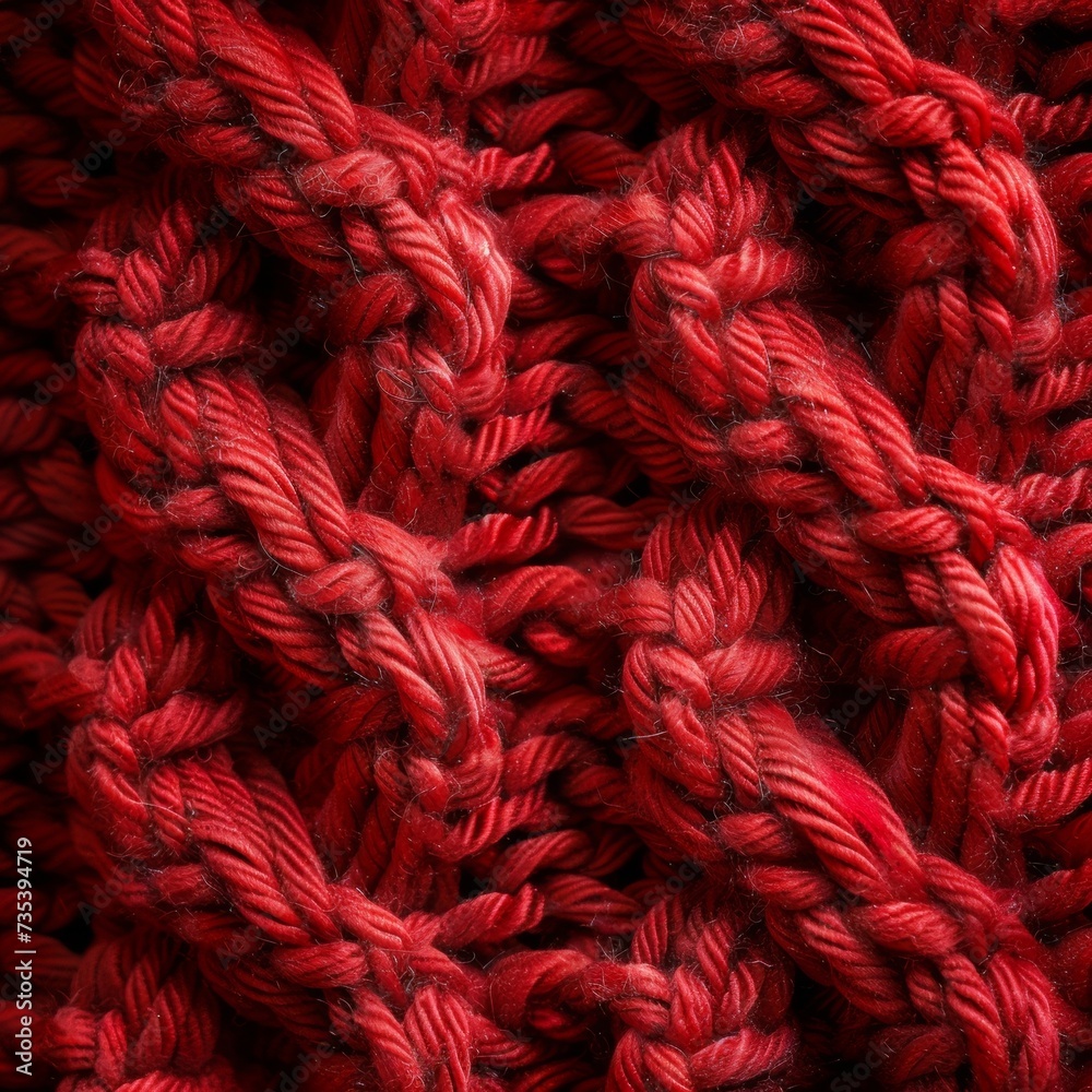 Closeup of a red woolen fabric with a magenta pattern Closeup of a red woolen fabric with a magenta pattern