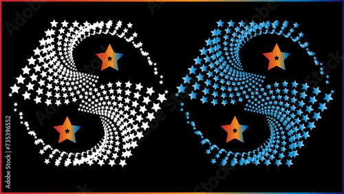 The vector dotted spiral vortex graphic is a visually interesting and complex image. The use of color, movement, and text all contribute to its overall effect. 
