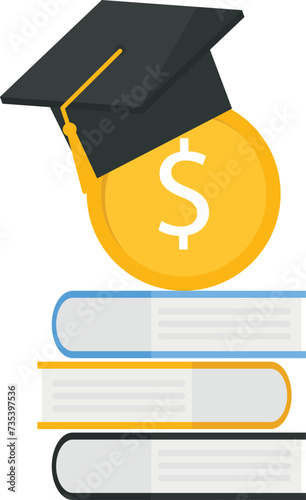 Pay education fees by us dollar money and graduation loan and knowledge learning concept,
