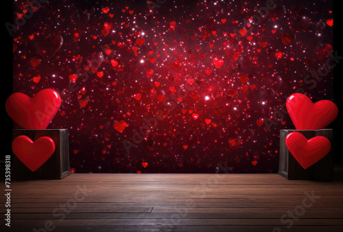 Red Background With Hearts - Valentines Day-themed Photo