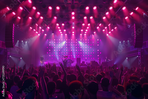 crowd partying stage lights live concert summer music festival realistic image, ultra hd, high design very detailed