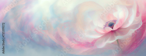 Panel kuchenny z motywem Tapeta, wzór w kwiaty, pastelowy zawilec, puste miejsce na tekst, kartka na życzenia