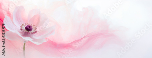 Panel kuchenny z motywem Tapeta, wzór w kwiaty, pastelowy zawilec, puste miejsce na tekst, kartka na życzenia