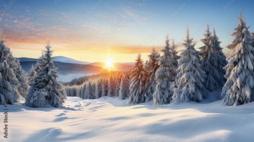 Fototapeta premium blizzard winter holiday landscape