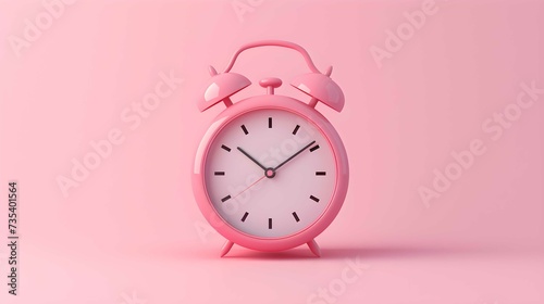 Minimal concept Woman holding alarm clock on pink background