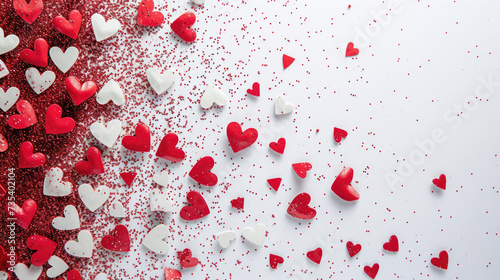 Red and White Hearts on a White Background