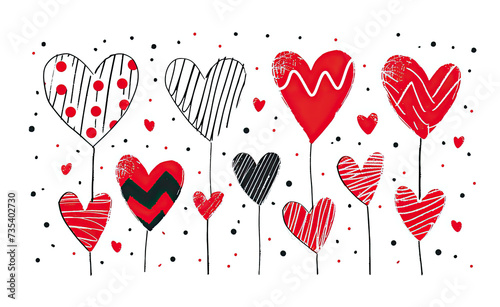 Assortment of Hearts on White Background