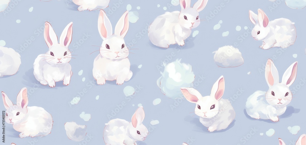 A Group of White Rabbits Sitting Next to Each Other