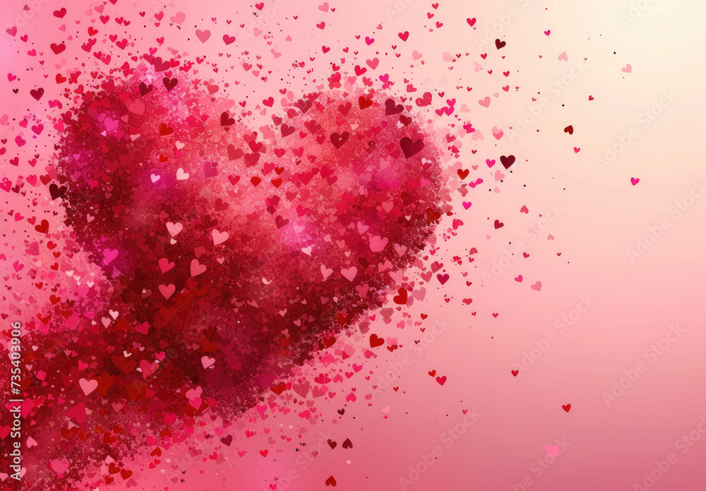 Heart Sculpture Made of Hearts on Pink Background Heart Sculpture Made of Hearts on Pink Background