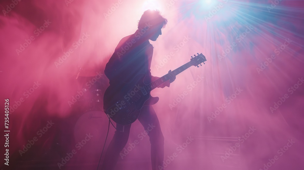 Guitarist on stage for background, soft and blur concept