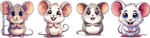 Cute happy chibi mouse  lovely animal set vector  cartoon mouse drawing  chibi animal collection  cute mascot vector art  mouse logotype