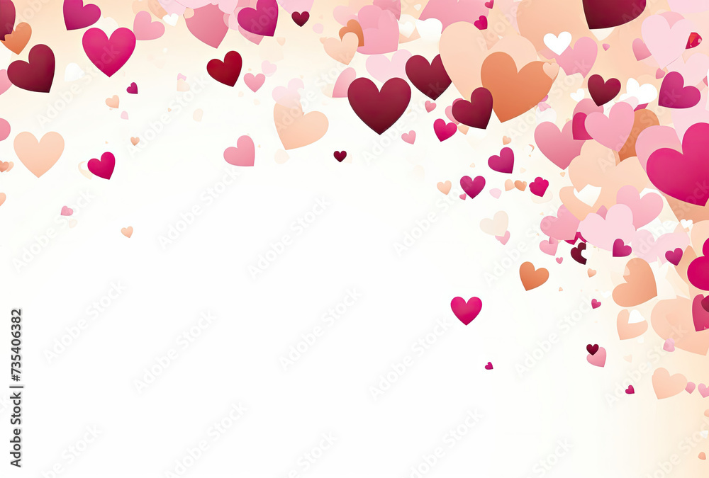 White Background With Pink and Red Hearts