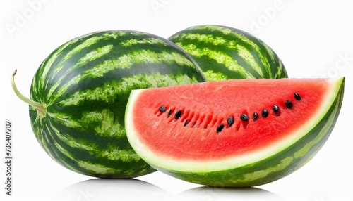 whole and slices watermelon isolated png