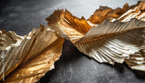 abstract torn piece of metal leaf potal paper on png tranparent background gold and bronze color photo