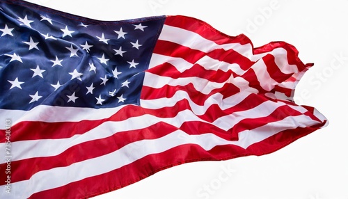 american flag waving in the wind on white