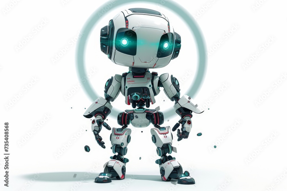 a circle frame portrait of a robot, game character, 2d, white background a circle frame portrait of a robot, game character, 2d, white background