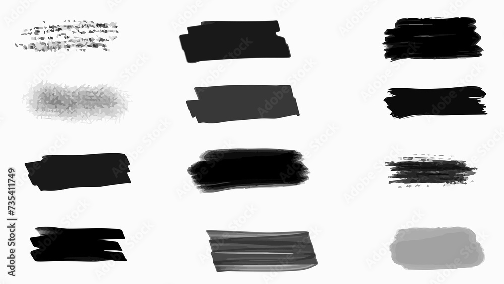 Set of vector paint brush stroke. Dirty watercolor texture, grunge background for social media. Brush highlight elements note underline. Vector