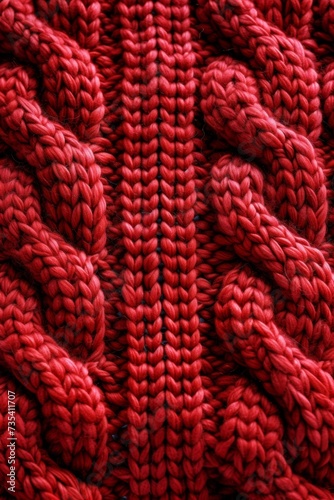 Closeup of a magenta knitted textile with intricate pattern