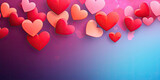 Red and Pink Hearts on Blue and Pink Background