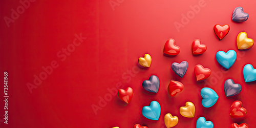 Hearts Arranged on a Red Background © Piotr