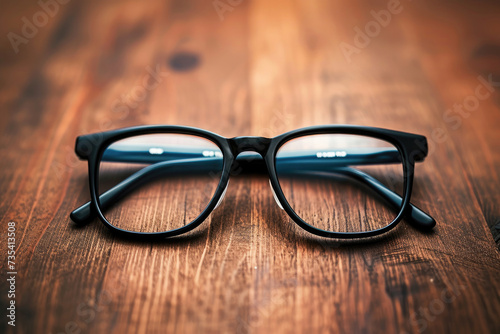 A Pair of Glasses on a Wooden Table