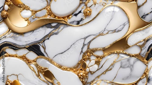  showcase an opulent array of textures and materials, featuring intricate gold leaf designs with marble and gemstone inlays. The luxurious patterns present a blend of classic elegance and modern desig photo