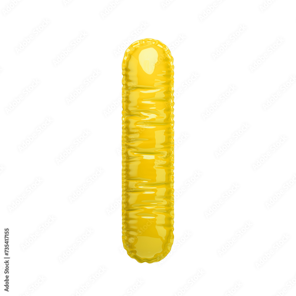 Yellow volumetric letter I with a glossy texture. Letter in the form of a balloon isolated on a transparent background. PNG 3D render. Letter of the Latin alphabet. Yellow volumetric letter I with a glossy texture. Letter in the form of a balloon isolated on a transparent background. PNG 3D render. Letter of the Latin alphabet.
