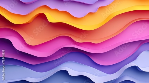 Colorful motion paper shapes elements with neon led illumination. Abstract futuristic background.