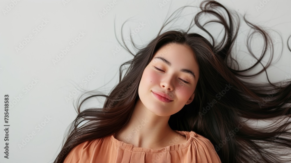 woman with beautiful long hair on white background woman with beautiful long hair on white background