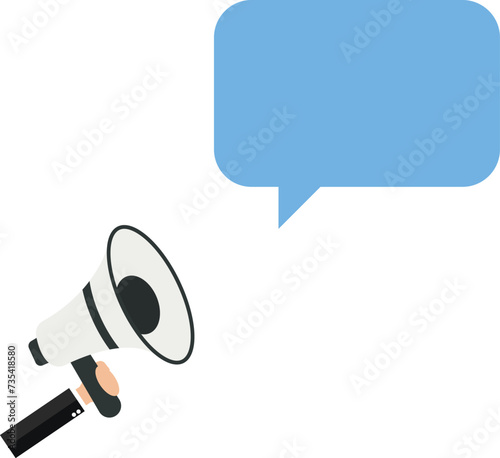 Speech bubble from a megaphone, Speech bubble,Megaphone and Communication,Announcement or Public speaking, Verbal communication or Broadcasting and Information concept,
