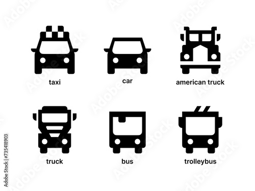 Public and Delivery Transport Front View icon pack