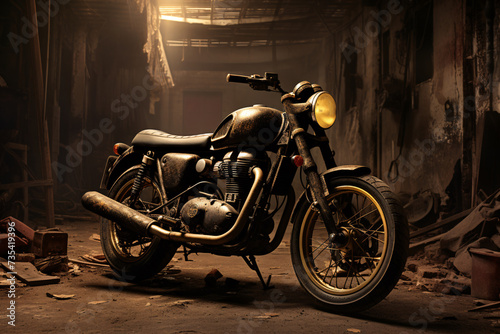 a motorcycle in a dark room © Ana