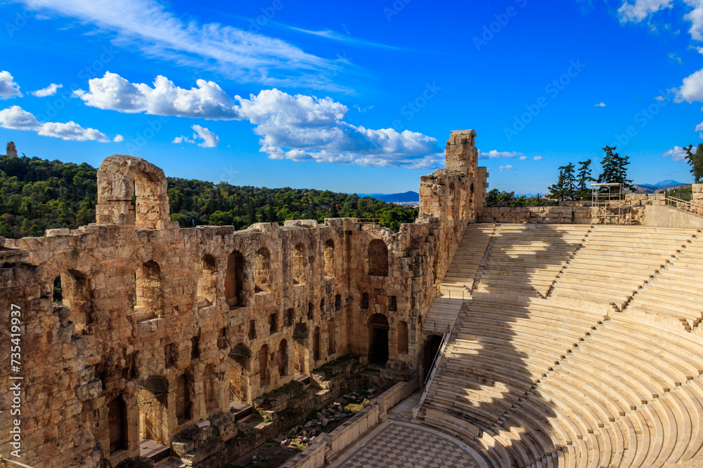 Odeon of Herodes Atticus is a stone Roman theatre structure located on the southwest slope of the Acropolis of Athens, Greece