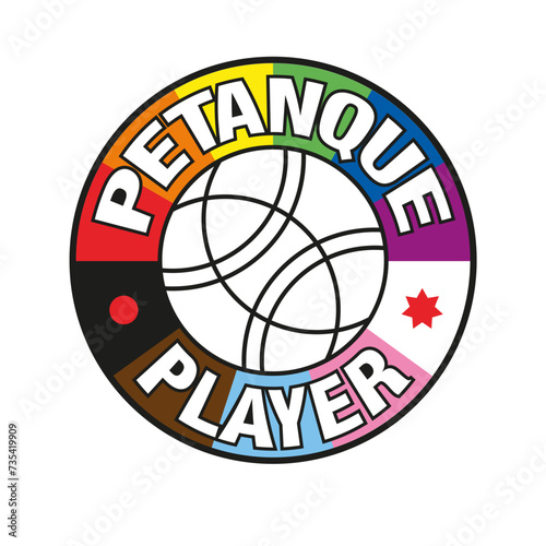 Petanque and boule logo icon pictogram with a boule ball for the lbtgq+ community 