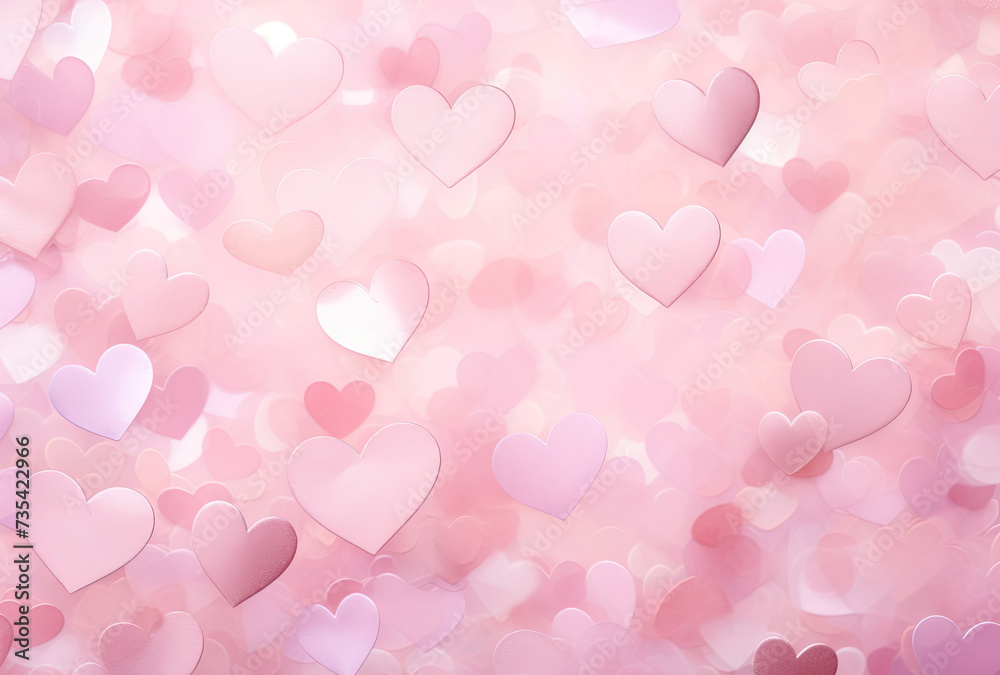 Floating Pink Hearts Illustrating Valentines Day Celebration