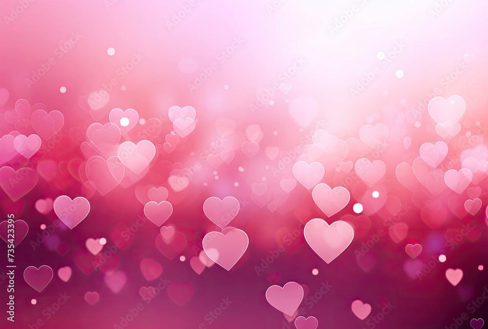 Blurry Pink Background With Hearts